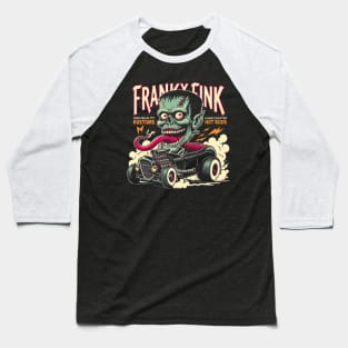 Custom Rod Frankenstein - Retro Creepy Cute Kustom Cars Classic Monster Baseball T-Shirt